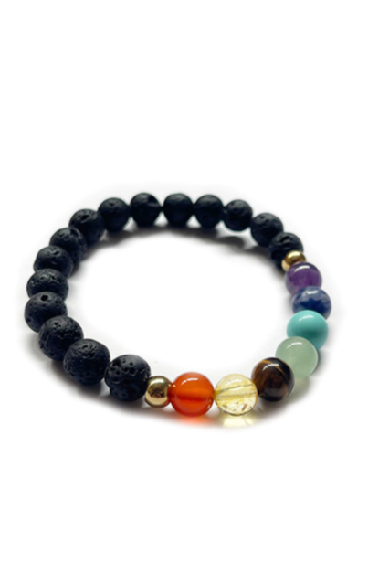 Pulsera 7 Chakras Con Piedras Doradas