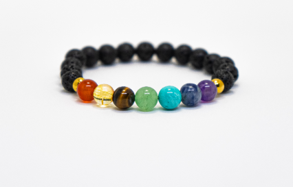 Pulsera 7 Chakras Con Piedras Doradas